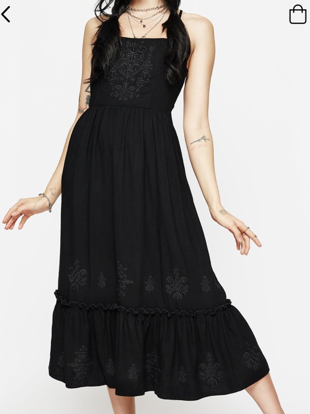 Disturbia Cordata Embroidered Black Midi Dress size 12